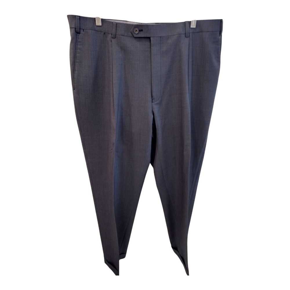 Men's Hart Shaffner Marx Wool Dress Pants Bluish Gray 36 X 28